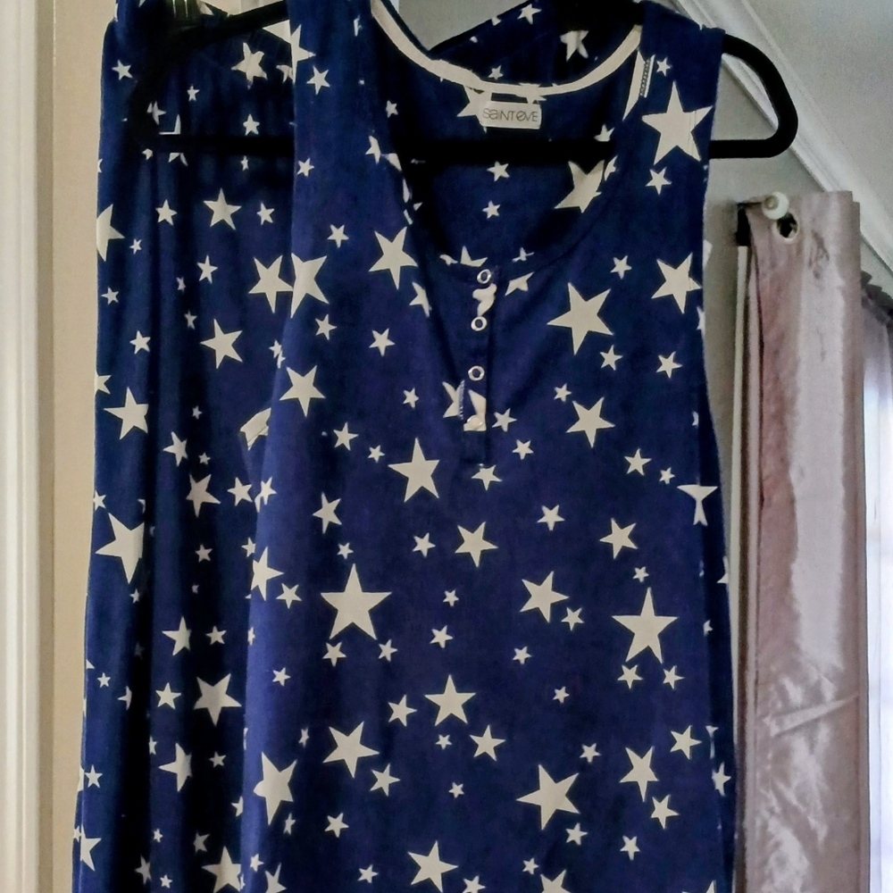 Blue Star Print Sleeveless Top